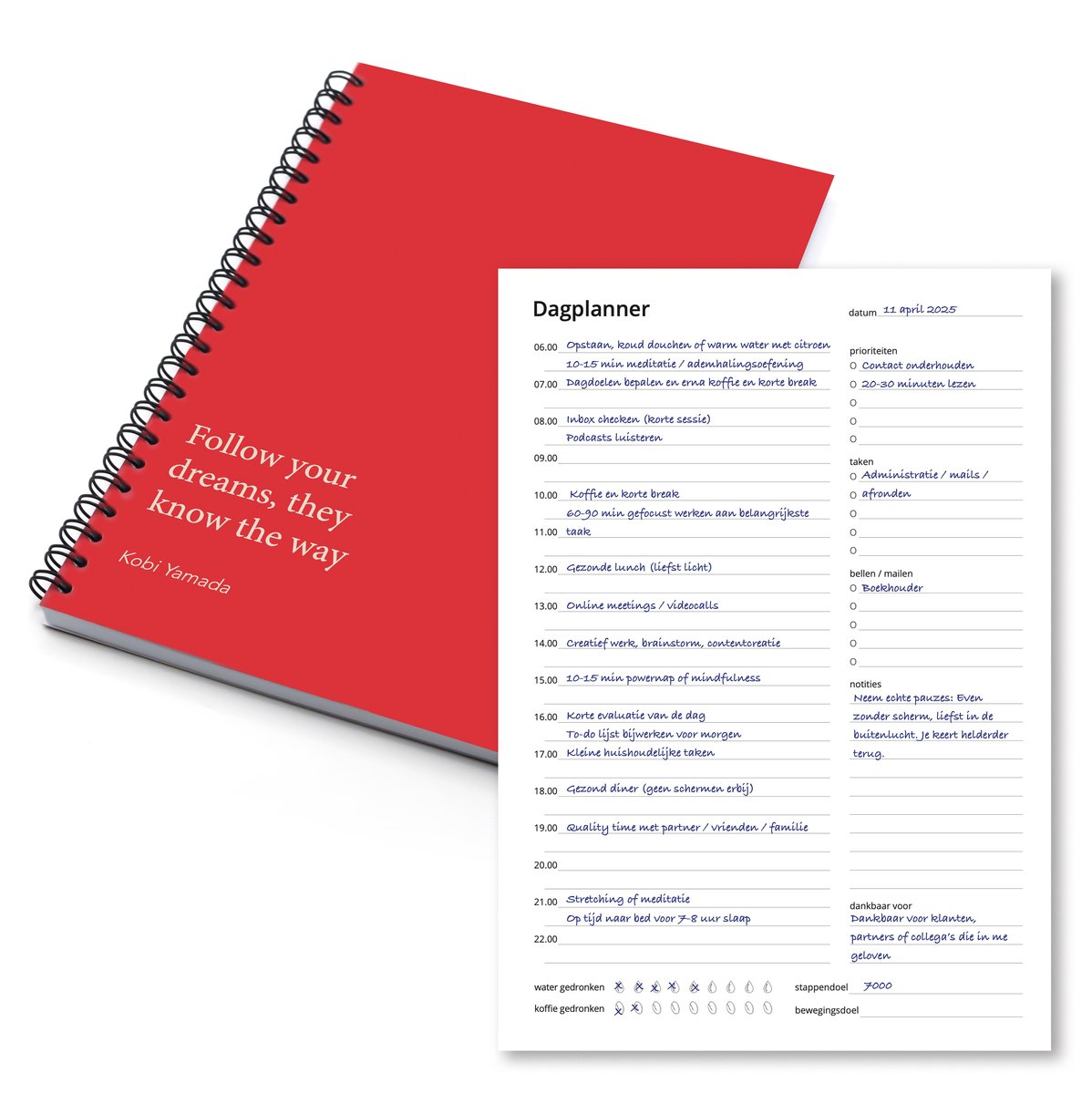Week- & Dagplanner Rood – 48 Pagina’s – Mindset – Planner voor Focus & Productiviteit – A5 Formaat
