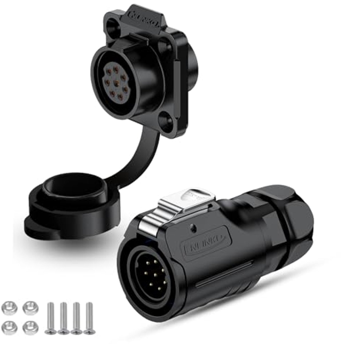 Waterdichte ronde connector IP68 - industriële 8-polige flensstekker voor diverse toepassingen