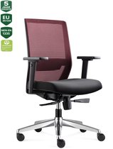 BENS 850-Ergo-3 Rood - Ergonomische Bureaustoel - Gepolijst aluminium voetenkruis - GREENGUARD GOLD - Voldoet aan NEN-EN1335 & ARBO normen