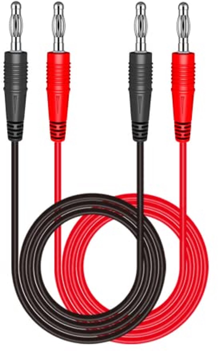 2 Stuks Bananastekkers 4 mm voor Multimeter Testkabels - Rood en Zwart