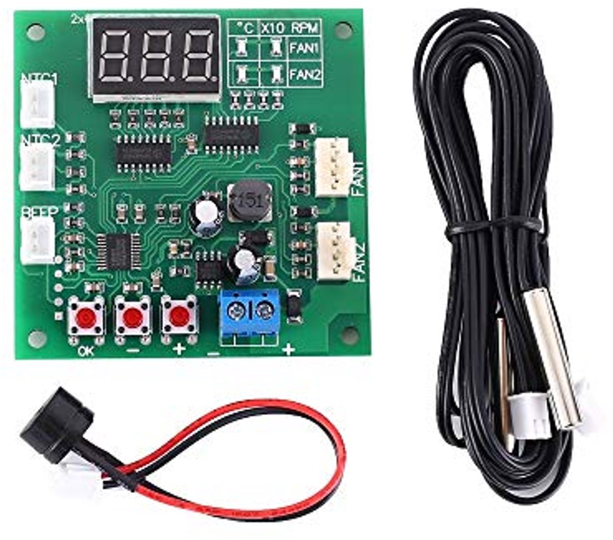 PWM Temperatuurregelaar voor 12V 24V 48V 2 Kanaals Ventilator met Display