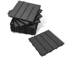Terrastegels 30x30cm 55 stuks 5m² WPC Tegels Balkon Terras of Vlonder Snelle Montage Vlondertegel Tuintegels Terrasplanken Balkon vloer Kliktegels Buiten tegels Donkergrijs