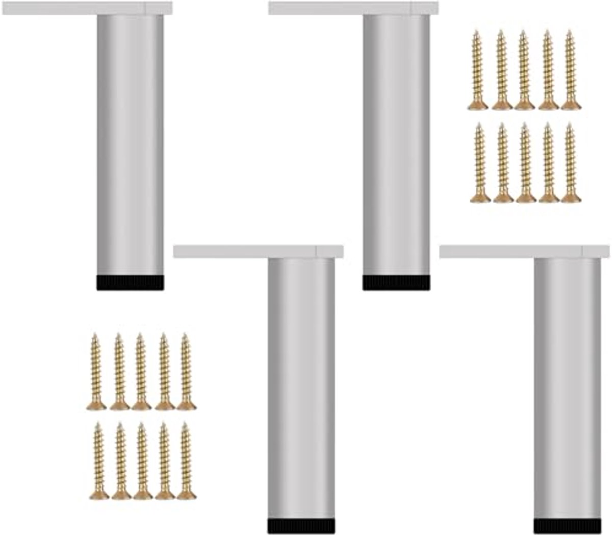 Verstelbare metalen meubelpoten voor salontafels en eettafels - 4 stuks, hoogte 30-30,8 cm