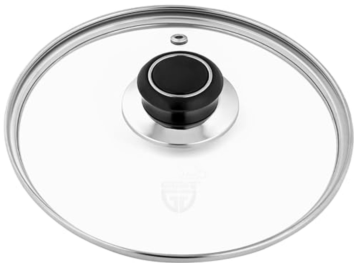 Glazen deksel met roestvrijstalen ring Ø 16 cm - Vaatwasmachinebestendig en hittebestendig