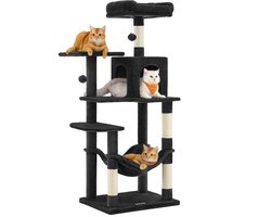ACAZA Krabpaal - Krabpaal voor Grote Katten - Krabpaal voor Katten - 143 cm - Zwart - Kattenkrabpaal - Kattenboom - Krabpalen - Kattenhuis
