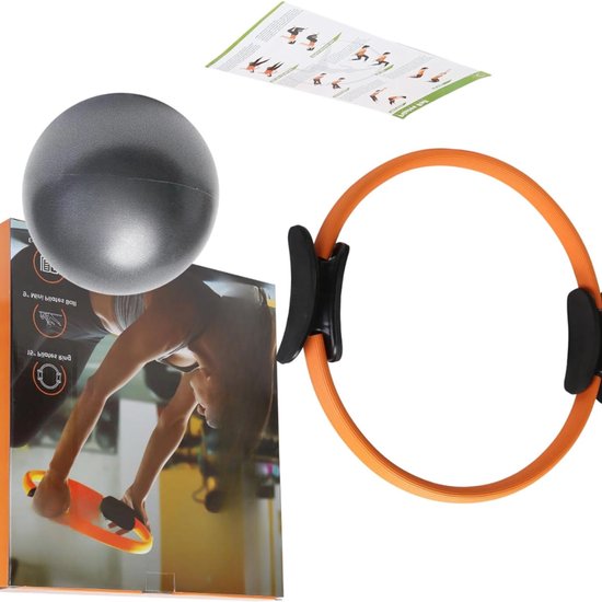 pilates ring groen, met oefeningen, accessoire voor fitness, training