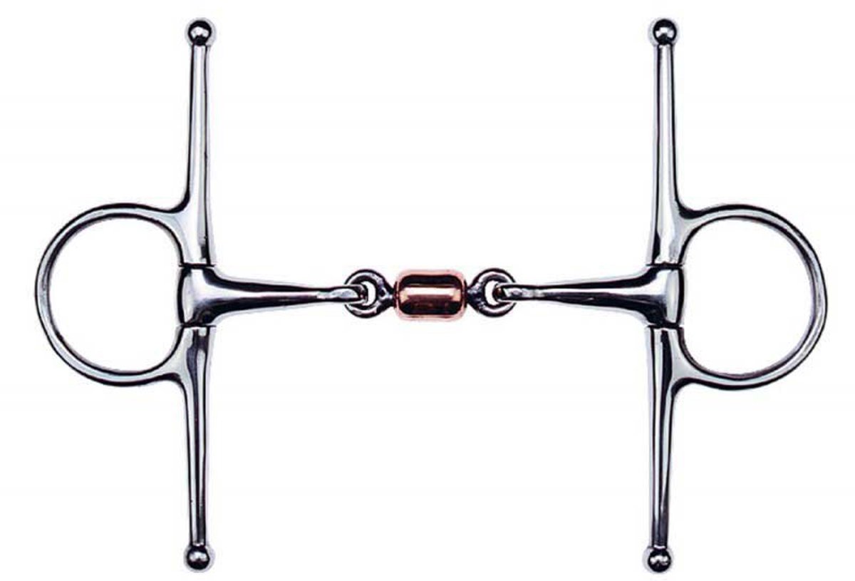 Feeling Roestvrij Staal Dubbel Gebroken Kneveltrens Met Volle Bakstukken En Roller Zilver 12.5 cm