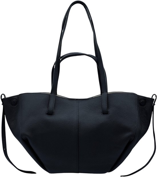 Harmony - Sac à main femme - Sac bandoulière - Cuir - Zwart - 45 x 24 x 14 cm - Avec portefeuille