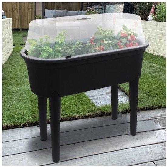 Floracon Kweektafel Op Poten - Kweekbak - Incl. Beschermingsdeksel Antraciet Afmetingen 75 X 36 X 93 Cm Moestuinbak Bloembak Moestuinbak Op 600x600