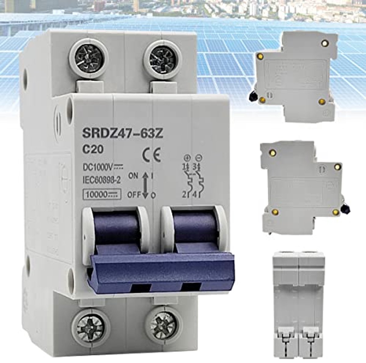 Mini DC Stroomonderbreker 1000V 20A - Stroombeveiliging Scheidingsschakelaar