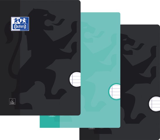 Oxford School - Schrift - A4 - Lijn - Met kantlijn - 72 pagina's - Assorti - Pak van 3