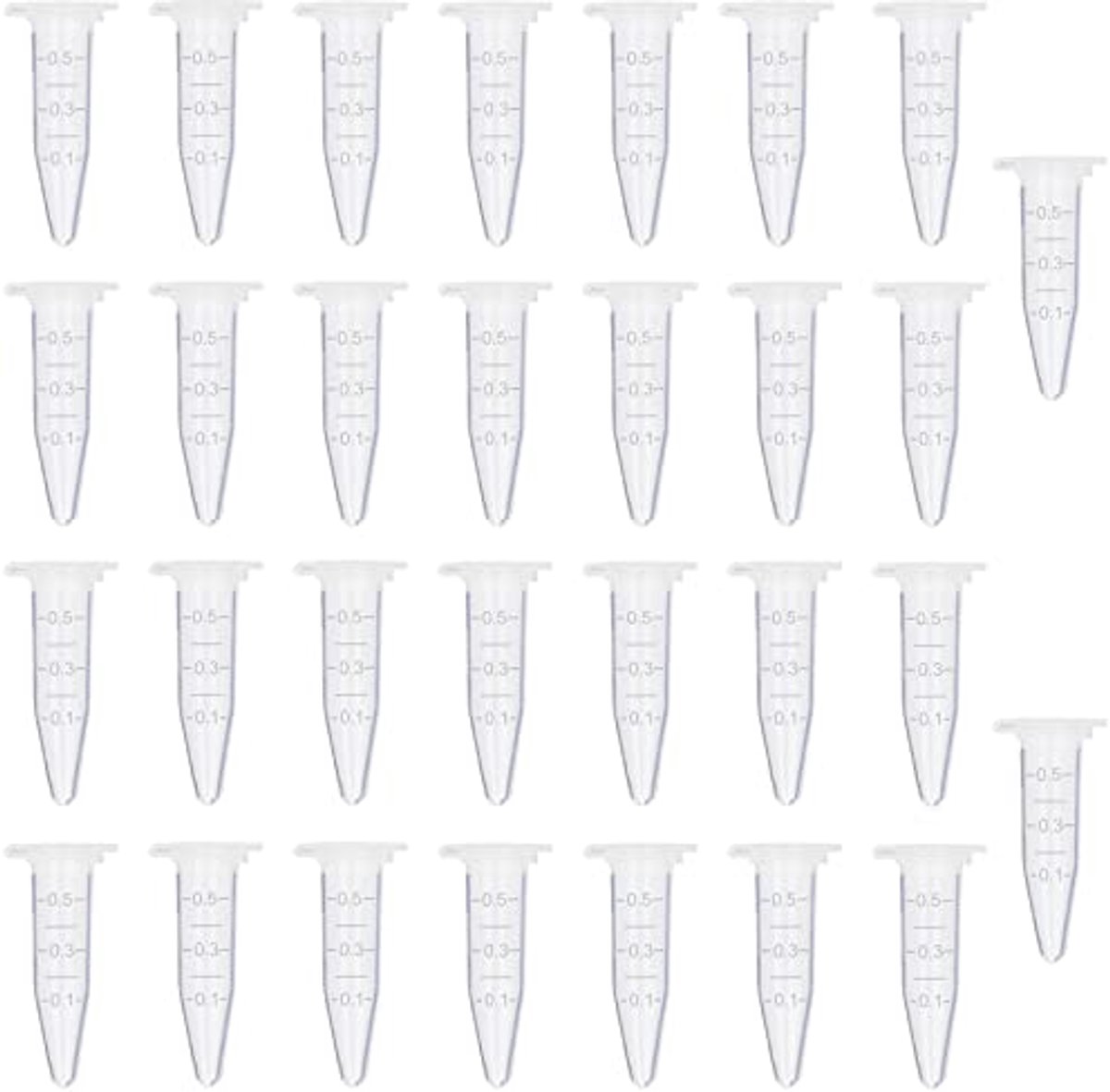 30 stuks microbuisjes voor sapcentrifuge - Conische centrifuge-tubes voor laboratoria en chemische experimenten (0,5 ml)