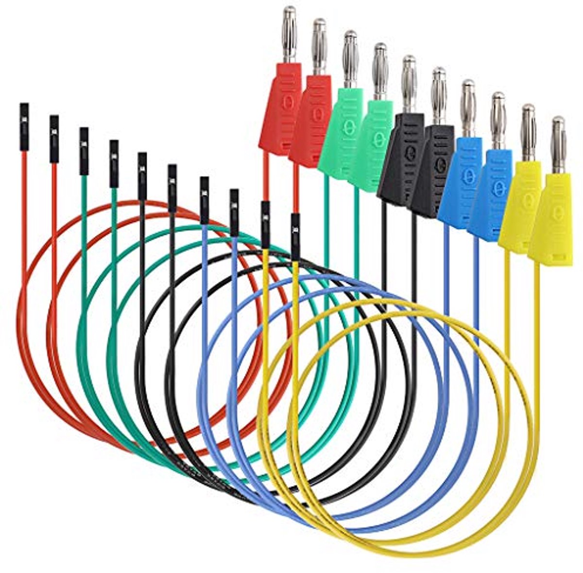 Image of 10 stuks 5 kleuren testkabels van zachte siliconen met banaanstekker (vrouwelijk) 30 cm
