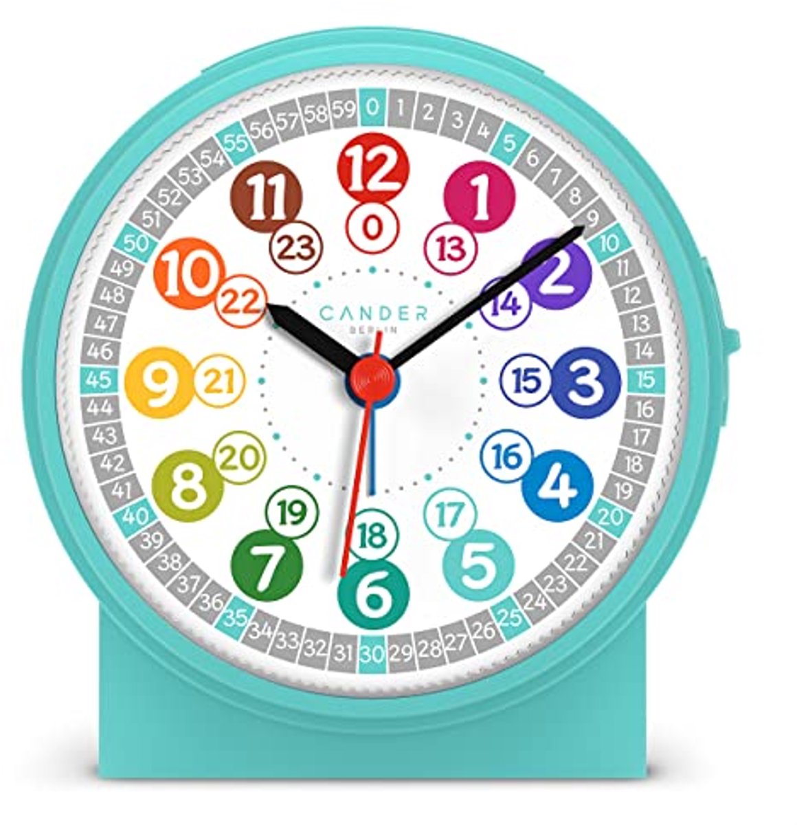 Geruisloze Kinderwekker met Snooze en Verlichting - Turquoise Tafelklok voor Jongens en Meisjes