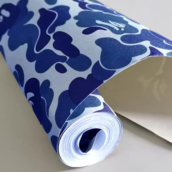 Zelfklevend Vinyl Blauw Camouflage Contact Papier - Behang voor Muren en Meubels