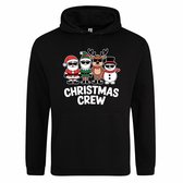 Zwarte hoodie met "Christmas crew" - maat 4XL - kersttrui, kerst, kerstmis, fout, kerstfeest, kerstmis, trui, kerstdiner, aankleding, hoody, hoedie, XXXXL