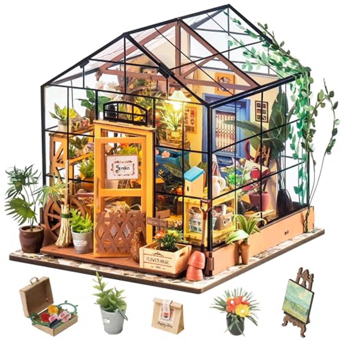 3D Poppenhuis Knutselset met Verlichting - Houten Modelleer Set