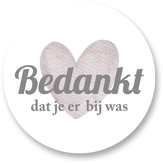 25xSluitstickers Bedankt Dat Je Er Bij Was – Ø 4 cm – Hart ...