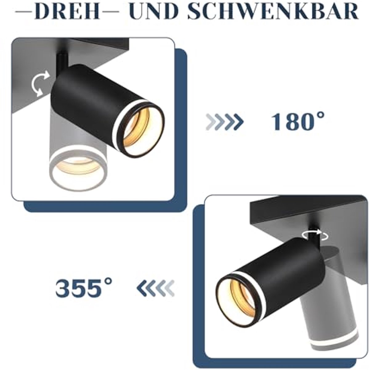 Zwarte LED Plafondlamp Met Draaibare Spots Voor Woonkamer En Keuken