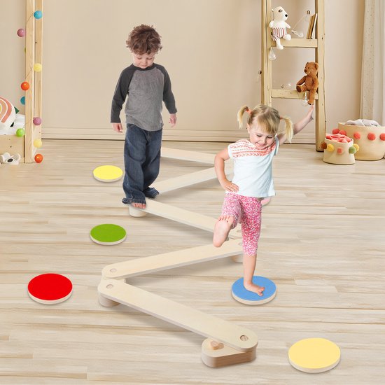 12-delige Houten Evenwichtsbalk Set - Train Balans & Coördinatie - Montessori Speelgoed voor Peuters & Kleuters van Merkloos — afbeelding 3