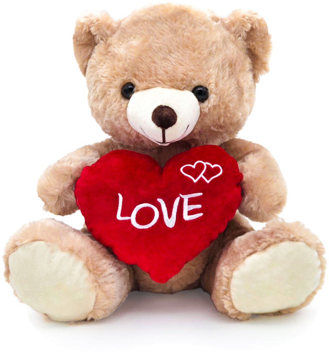 XL Knuffel Beer met Hartje Beige - Teddybeer 50cm - Knuffels - Pluche Beer - 50cm Hoge Kwaliteit zittend Knuffeldier - Teddybear Groot - Knuffelbeer