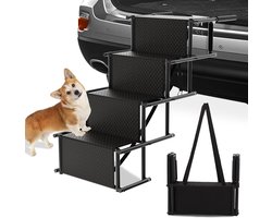 Foldable Dog Ramp - 4-Step Dog Stairs - Ramp voor Honden - Auto - Tot 80 kg - Ladder voor Grote Honden met Antislip Oppervlak - Voor Alle Voertuigen - Grote en Kleine Honden