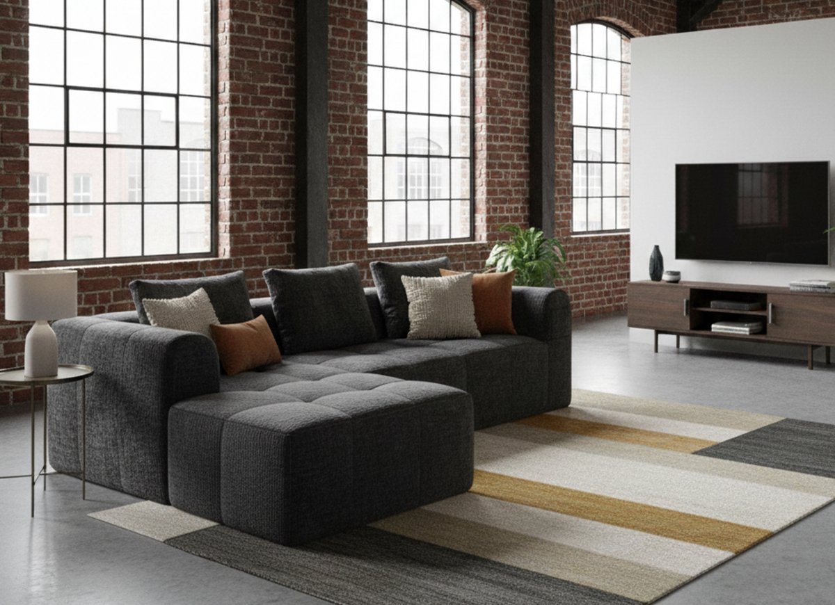 3-zitsbank U-vorm Medahomestore Luxe Modulair, - 250x158x60 cm - Zwart - Luxe Modulair, Ge