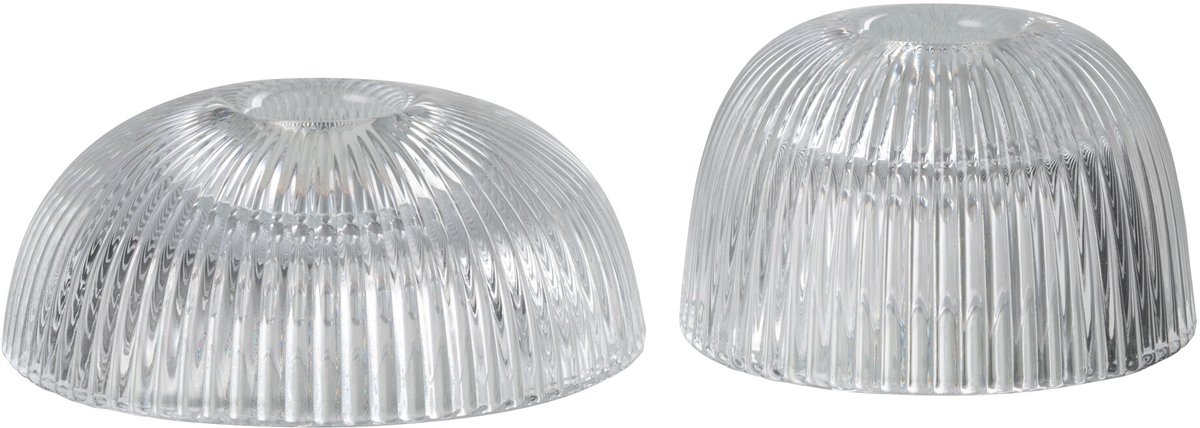 J-Line kaarshouder canele - glas - transparant - 2 stuks