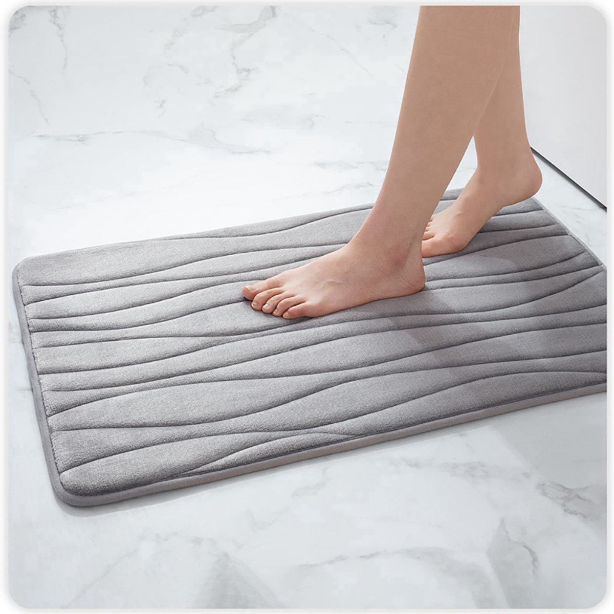 1 stuks grijs Badmat - Anti-slip Badkamermat 76x51 cm - Wasmachinebestendig Badkamer Tapijt voor onder de douche en toilet