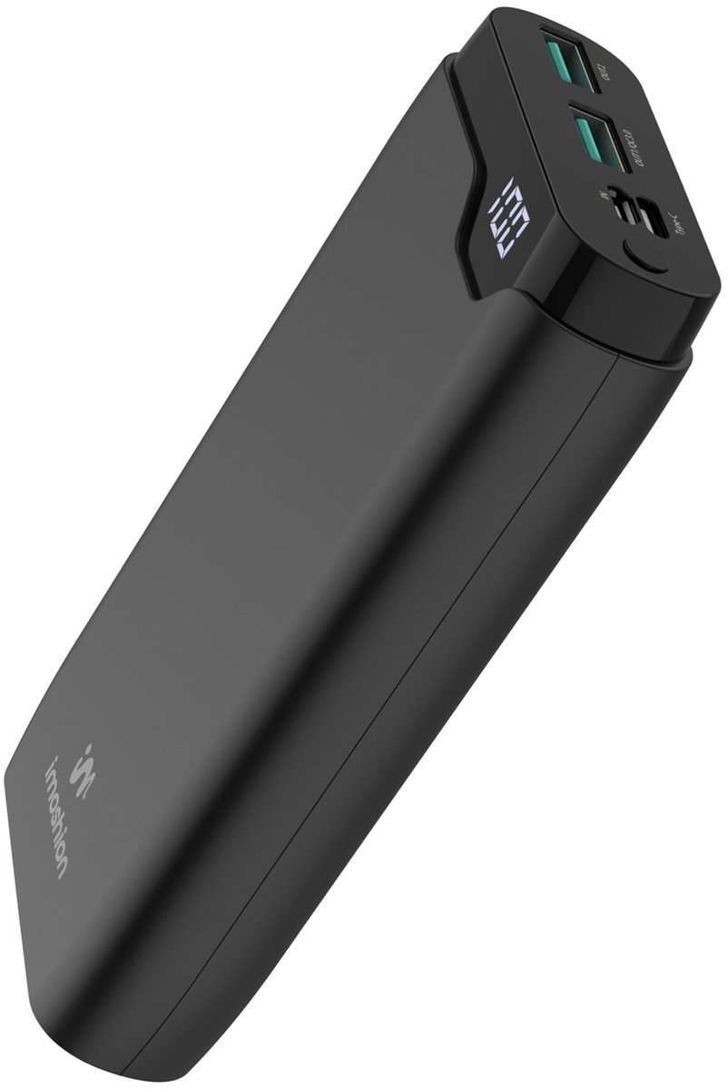 iMoshion® Oplaadbare 20.000 mAh Powerbank – Snellaadfunctie – USB, USB C & Micro USB - Zwart