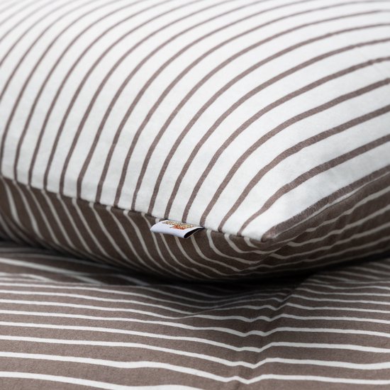 Luxueuze Terschellinger Flanellen Winter Dekbedovertrekset - Warm Zandbeige Gestreept Modern - Voor Ultiem Comfort en Warme Nachten - 140x200/220 cm van Merkloos — afbeelding 3