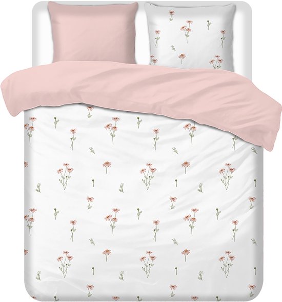 Luxueux Ensemble de Dekbedovertrek Flanelle d'Hiver Terschellinger – Motif Floral Minimaliste – Pour un Comfort Ultime et des Nuits Chaudes – 200x200/220 cm