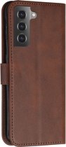 Samsung Galaxy S22 Hoesje Wallet Book Case Kunstleer Bruin