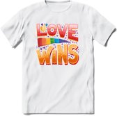 Love Wins | Pride T-Shirt | Grappig LHBTIQ+ / LGBTQ / Gay / Homo / Lesbi Cadeau Shirt | Dames - Heren - Unisex | Tshirt Kleding Kado | - Wit - XXL