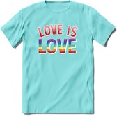 Love Is Love | Pride T-Shirt | Grappig LHBTIQ+ / LGBTQ / Gay / Homo / Lesbi Cadeau Shirt | Dames - Heren - Unisex | Tshirt Kleding Kado | - Licht Blauw - L