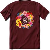 Love Is Love | Pride T-Shirt | Grappig LHBTIQ+ / LGBTQ / Gay / Homo / Lesbi Cadeau Shirt | Dames - Heren - Unisex | Tshirt Kleding Kado | - Burgundy - M