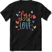 Love Is Love | Pride T-Shirt | Grappig LHBTIQ+ / LGBTQ / Gay / Homo / Lesbi Cadeau Shirt | Dames - Heren - Unisex | Tshirt Kleding Kado | - Zwart - 3XL