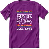 Gay Glitter | Pride T-Shirt | Grappig LHBTIQ+ / LGBTQ / Gay / Homo / Lesbi Cadeau Shirt | Dames - Heren - Unisex | Tshirt Kleding Kado | - Paars - XL
