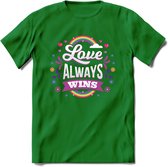 Love Wins | Pride T-Shirt | Grappig LHBTIQ+ / LGBTQ / Gay / Homo / Lesbi Cadeau Shirt | Dames - Heren - Unisex | Tshirt Kleding Kado | - Donker Groen - 3XL