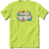 Love Wins | Pride T-Shirt | Grappig LHBTIQ+ / LGBTQ / Gay / Homo / Lesbi Cadeau Shirt | Dames - Heren - Unisex | Tshirt Kleding Kado | - Groen - S