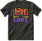 Love Is Love | Pride T-Shirt | Grappig LHBTIQ+ / LGBTQ / Gay / Homo / Lesbi Cadeau Shirt | Dames - Heren - Unisex | Tshirt Kleding Kado | - Donker Grijs - M