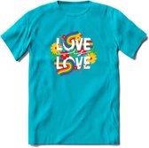 Love Is Love | Pride T-Shirt | Grappig LHBTIQ+ / LGBTQ / Gay / Homo / Lesbi Cadeau Shirt | Dames - Heren - Unisex | Tshirt Kleding Kado | - Blauw - 3XL