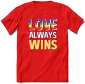 Love Wins | Pride T-Shirt | Grappig LHBTIQ+ / LGBTQ / Gay / Homo / Lesbi Cadeau Shirt | Dames - Heren - Unisex | Tshirt Kleding Kado | - Rood - L