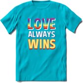 Love Wins | Pride T-Shirt | Grappig LHBTIQ+ / LGBTQ / Gay / Homo / Lesbi Cadeau Shirt | Dames - Heren - Unisex | Tshirt Kleding Kado | - Blauw - XL