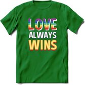 Love Wins | Pride T-Shirt | Grappig LHBTIQ+ / LGBTQ / Gay / Homo / Lesbi Cadeau Shirt | Dames - Heren - Unisex | Tshirt Kleding Kado | - Donker Groen - XL