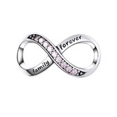 Infinity family forever Roze zirkonia bedel | Oneindig bead | bedels beads cadeau | Zilverana | geschikt voor Biagi , Pandora , Trollbeads armband | 925 zilver