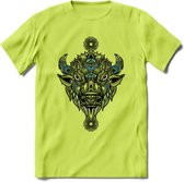 Bizon - Dieren Mandala T-Shirt | Blauw | Grappig Verjaardag Zentangle Dierenkop Cadeau Shirt | Dames - Heren - Unisex | Wildlife Tshirt Kleding Kado | - Groen - XL