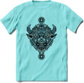 Bizon - Dieren Mandala T-Shirt | Blauw | Grappig Verjaardag Zentangle Dierenkop Cadeau Shirt | Dames - Heren - Unisex | Wildlife Tshirt Kleding Kado | - Licht Blauw - XXL