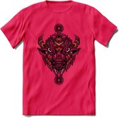 Bizon - Dieren Mandala T-Shirt | Oranje | Grappig Verjaardag Zentangle Dierenkop Cadeau Shirt | Dames - Heren - Unisex | Wildlife Tshirt Kleding Kado | - Roze - XL