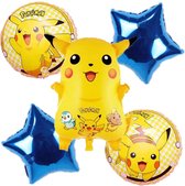5 stuks folie ballonnen Pokemon met blauwe sterren